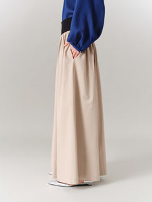 High-Waist Relaxed-Fit Skirt Pants | Khaki