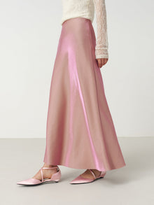 Satin A-Line Skirt | Pink