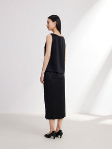 Sleeveless Draped Neck Top | Black