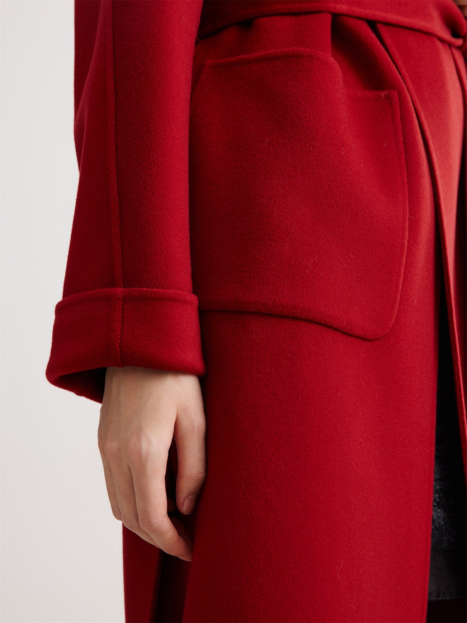Cashmere-Wool Double-Faced Coat | Red