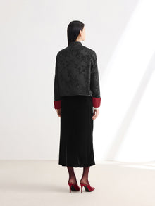 Mulberry Silk Neo-Chinese Jacquard Coat | Black