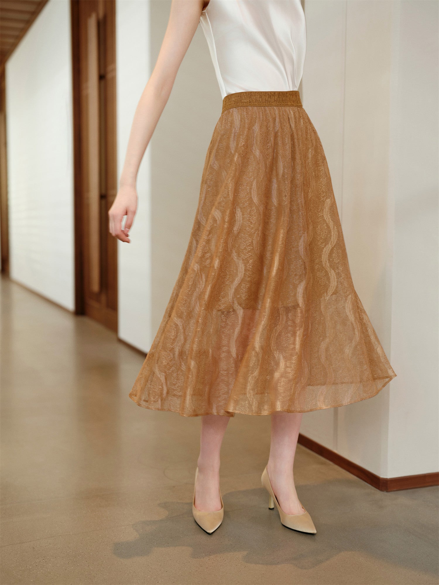 Liba Lace Flared Skirt | Brown