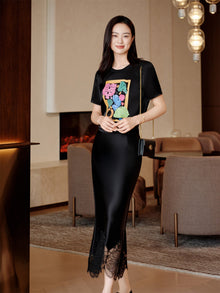 Triacetate Straight-Shoulder T-Shirt | Black