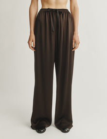 Womens | The Slouch Pants in Crepe-back Satin | Espresso