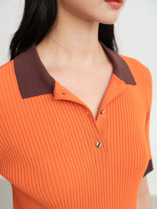 Color-Block Slim-Fit Stretch Short-Sleeve Polo | Orange