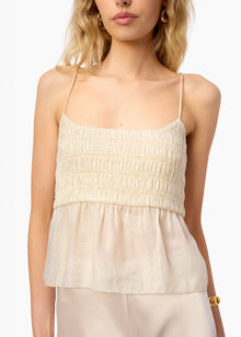 Alysin Metallic Silk Camisole | Cream
