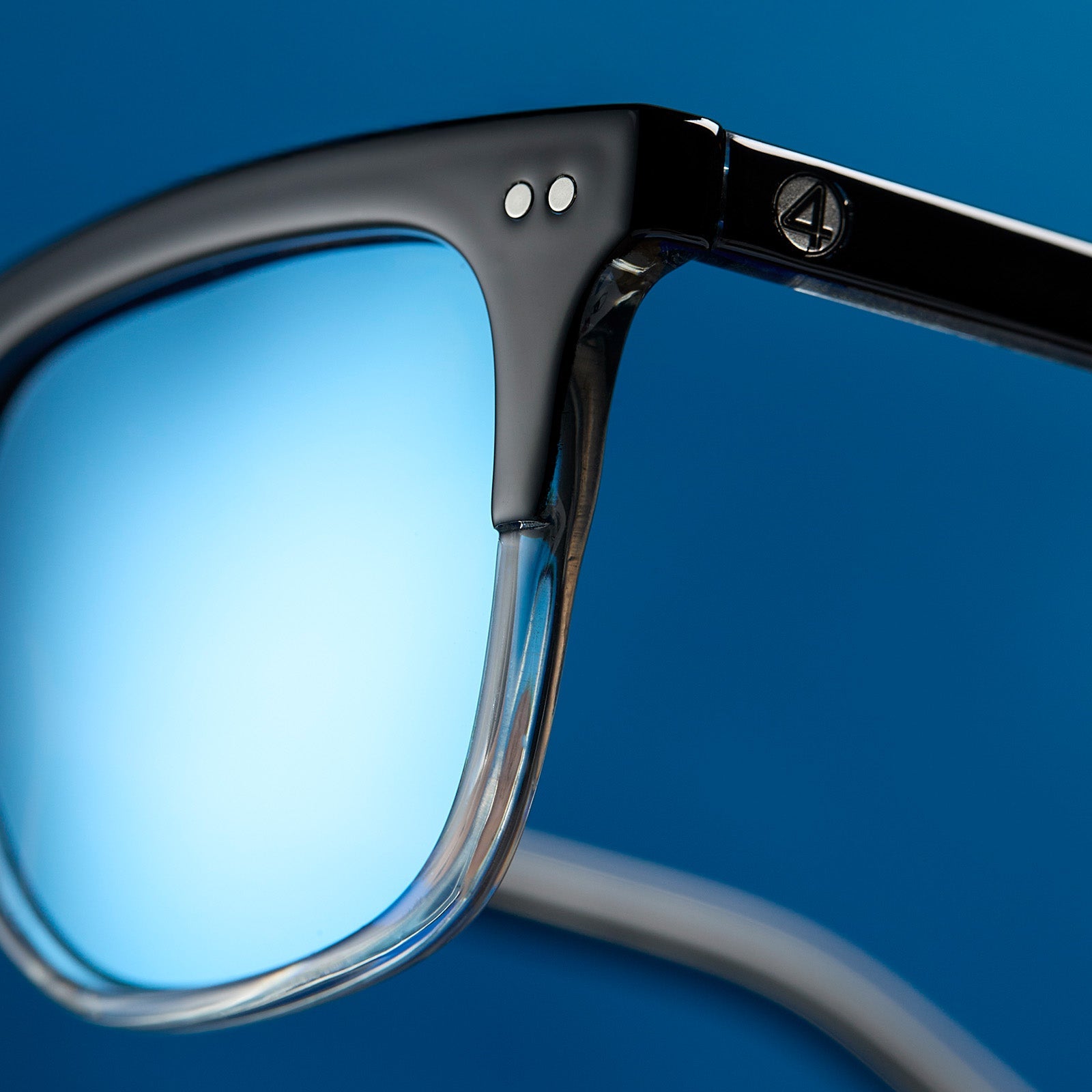 Unisex | Mr. Fantastic Sunglasses | Retro Black To Clear Gradient | Quantum Blue Polarized Lenses