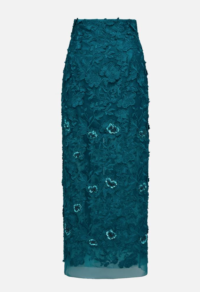 3D floral Skirt | Green