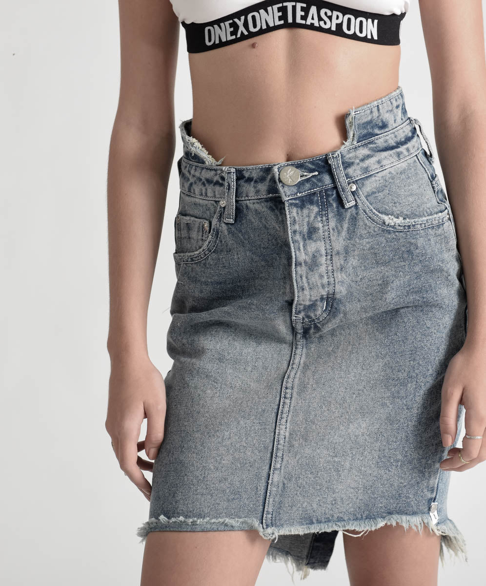 2020 High Waist Mini Denim Skirt | Blue Society