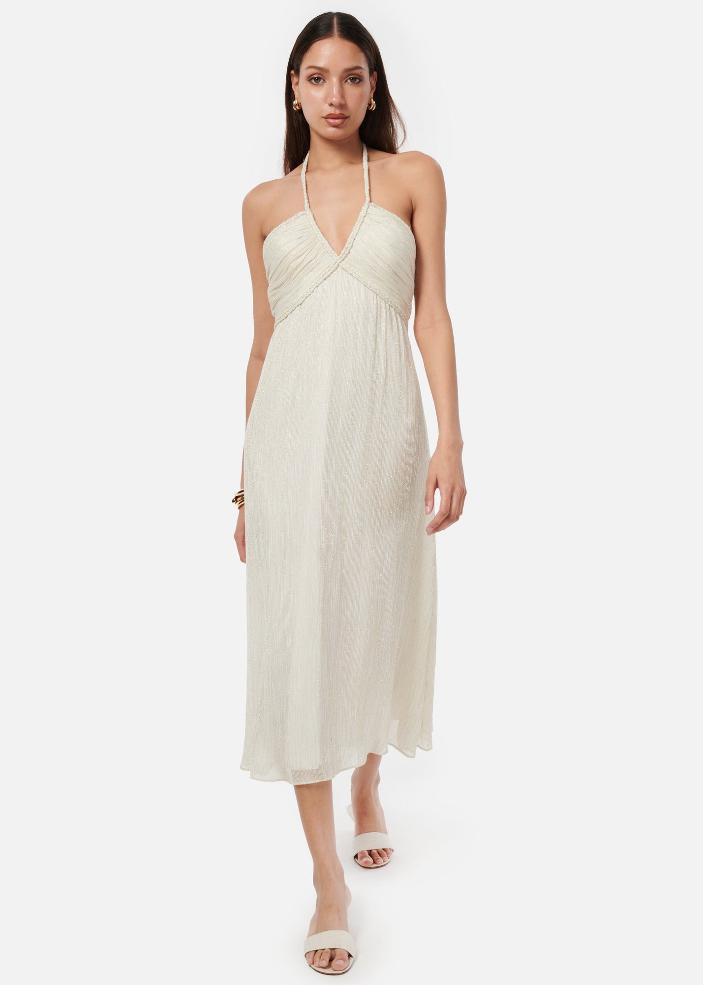Sonoma Metallic Chiffon Dress | White