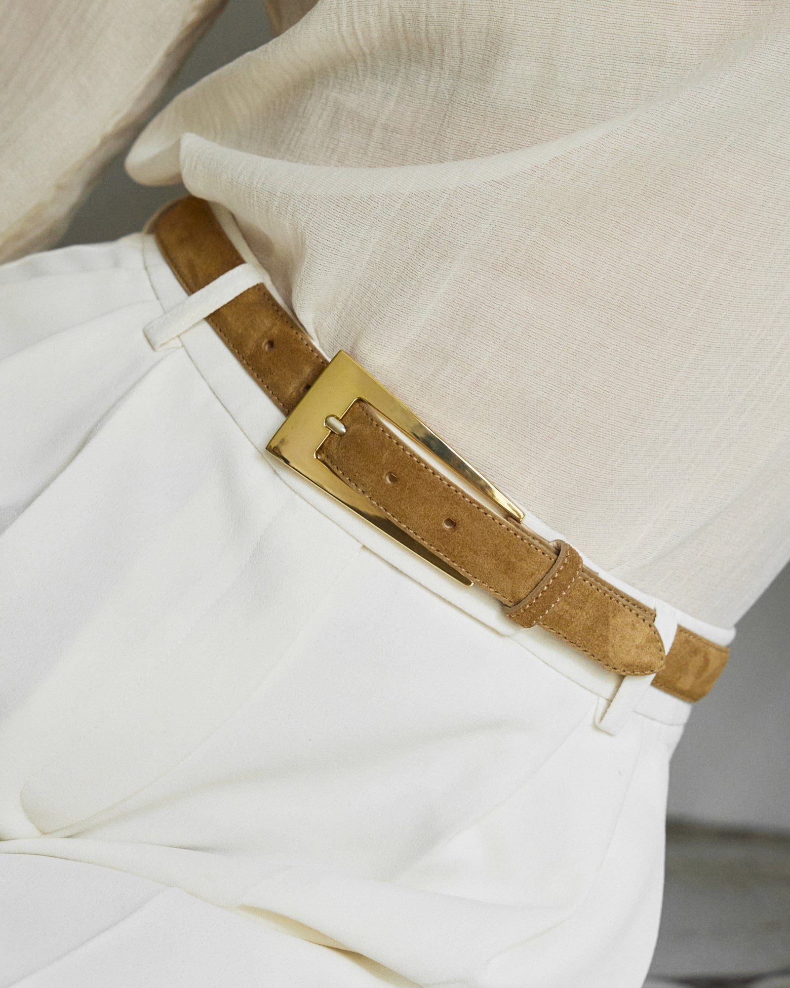 No. 10 Belt | Caramel Suede/Gold