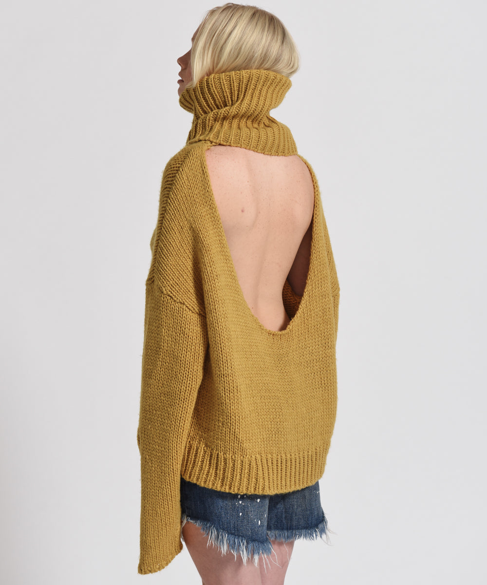 Winona Keyhole Roll Neck Sweater | Mustard