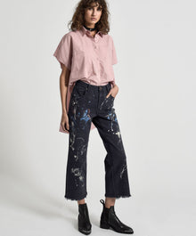 Libertines High Waist Cropped Wide Leg Denim Jeans | Midnight Artiste