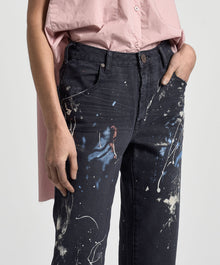 Libertines High Waist Cropped Wide Leg Denim Jeans | Midnight Artiste