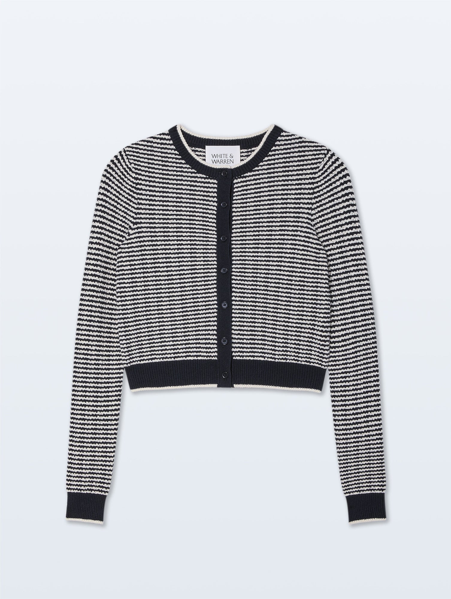 Boucle Cardigan | Midnight/Ivory Stripe