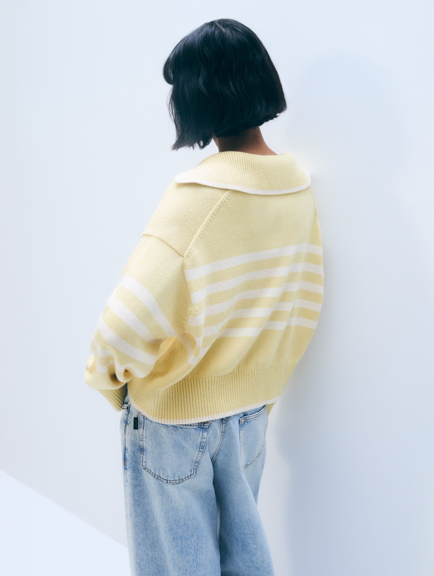 Varsity Cotton Striped Polo | Pale Marigold/Ivory