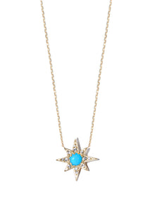 Aztec Mini Starburst Necklace | Diamonds | 14K Yellow Gold