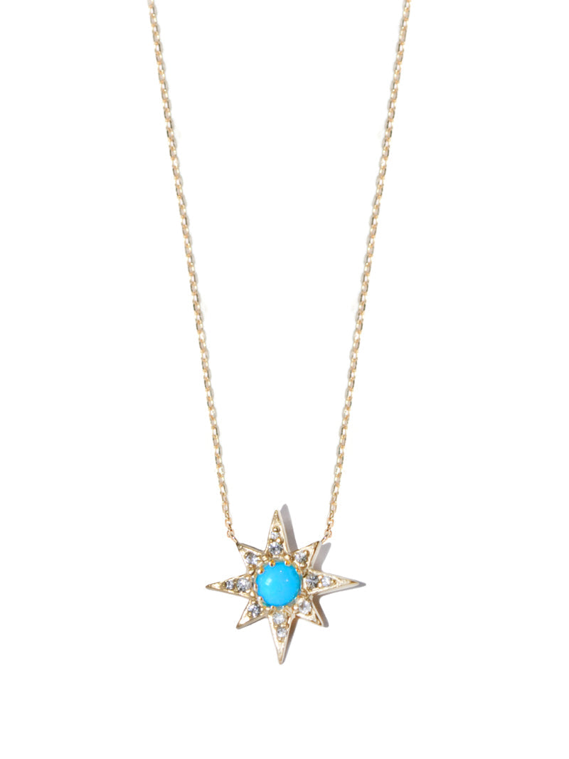 Aztec Mini Starburst Necklace | Diamonds | 14K Yellow Gold