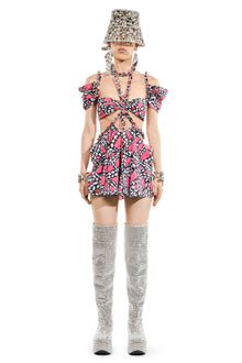 Rope Printed Cutout Mini Dress | Fuchsia Multi