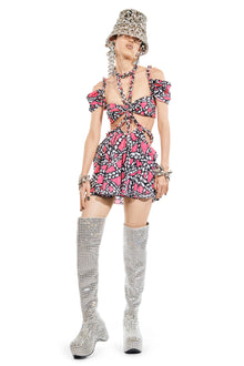 Rope Printed Cutout Mini Dress | Fuchsia Multi