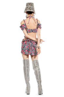 Rope Printed Cutout Mini Dress | Fuchsia Multi