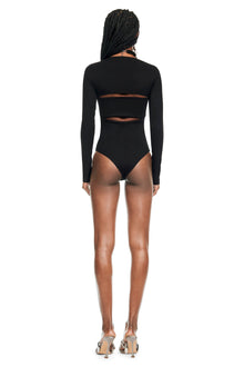 Chain Link Long Sleeve Bodysuit | Black