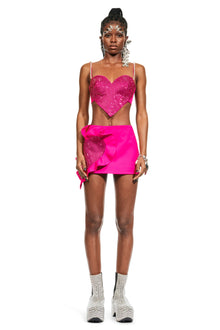 Heart Ruffle Mini Skirt | Fuchsia