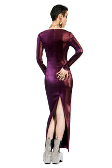 Rope Cup Long Sleeve Midi Dress | Purple