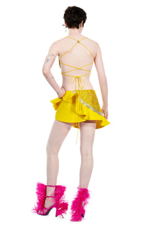 Crystal Watermelon Ruffled Mini Skirt | Yellow