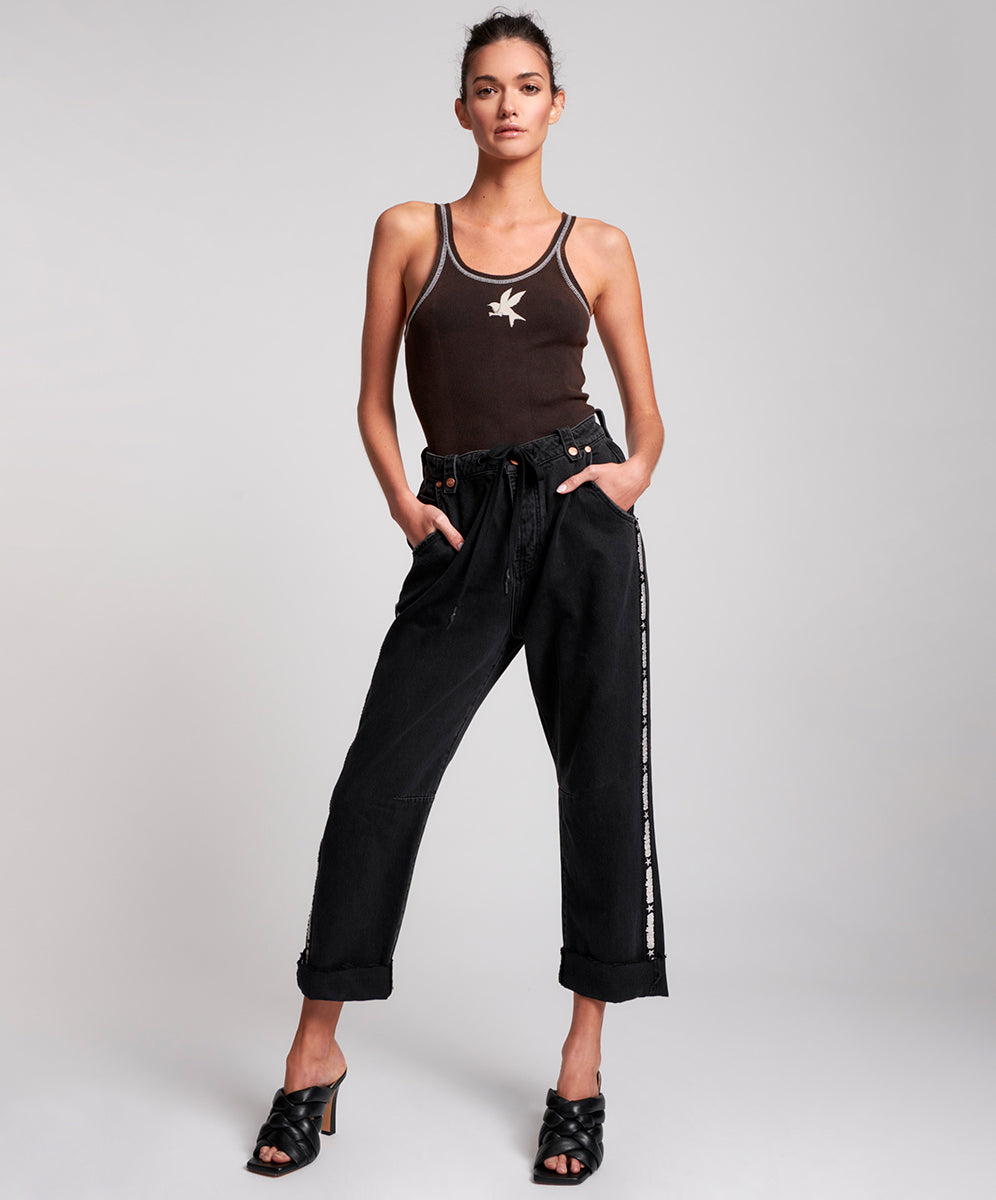 Safari High Waist Relaxed Tapered Denim Jeans | Worn Black