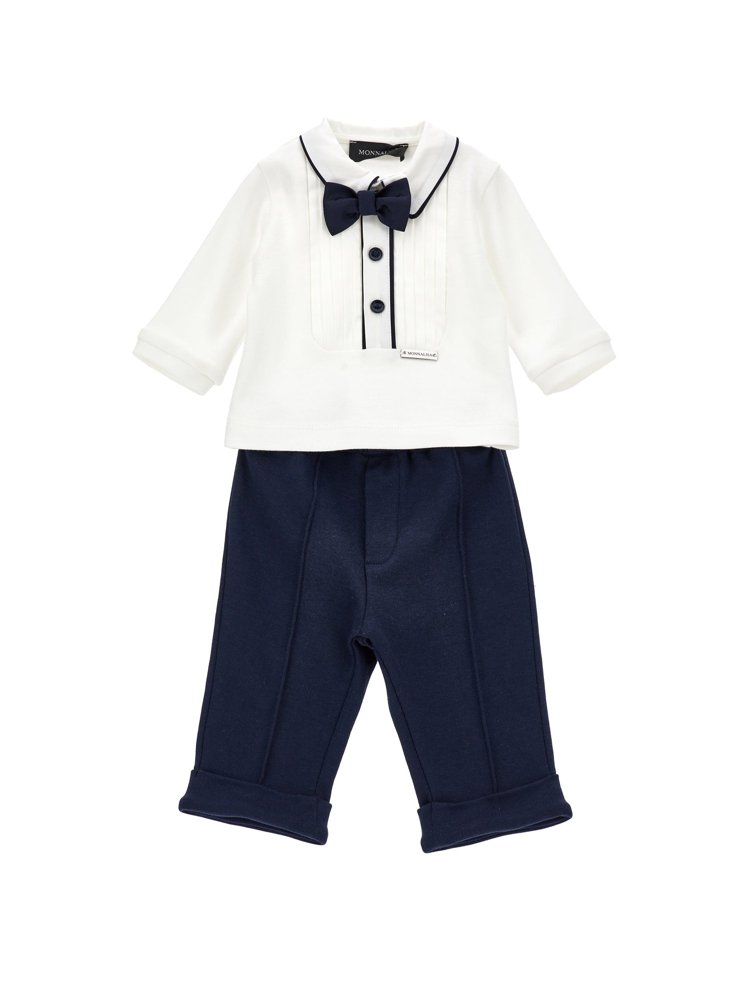 Boys | Elegant Cotton Set | Cream/Blue