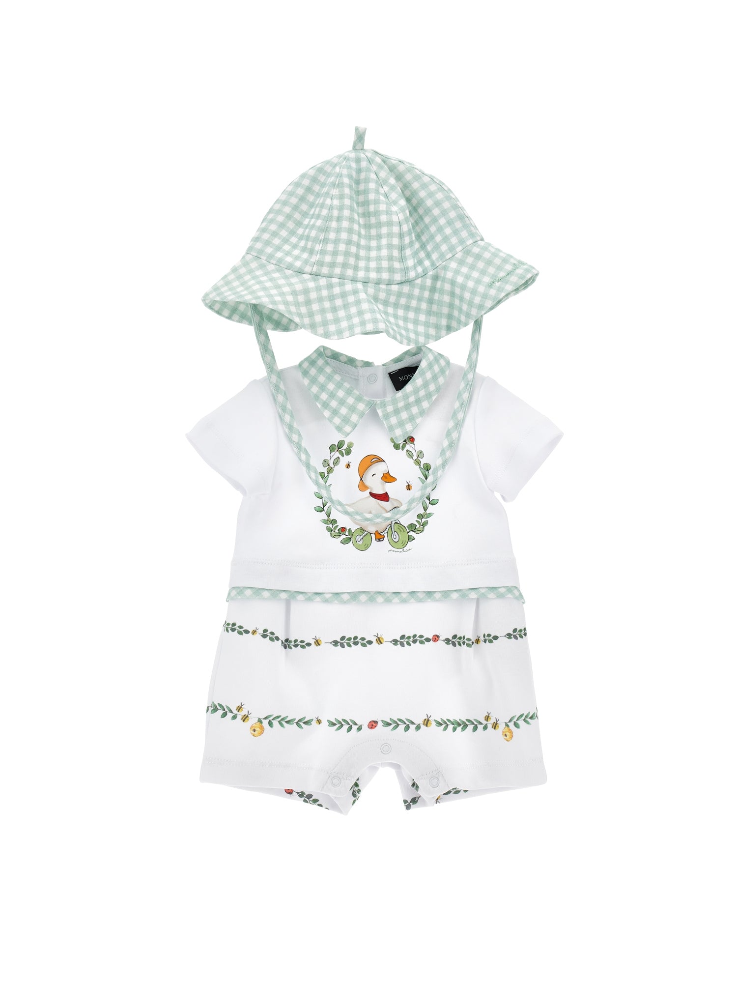 Boys | Short Jumpsuit With Gingham Hat | White/Multicolor