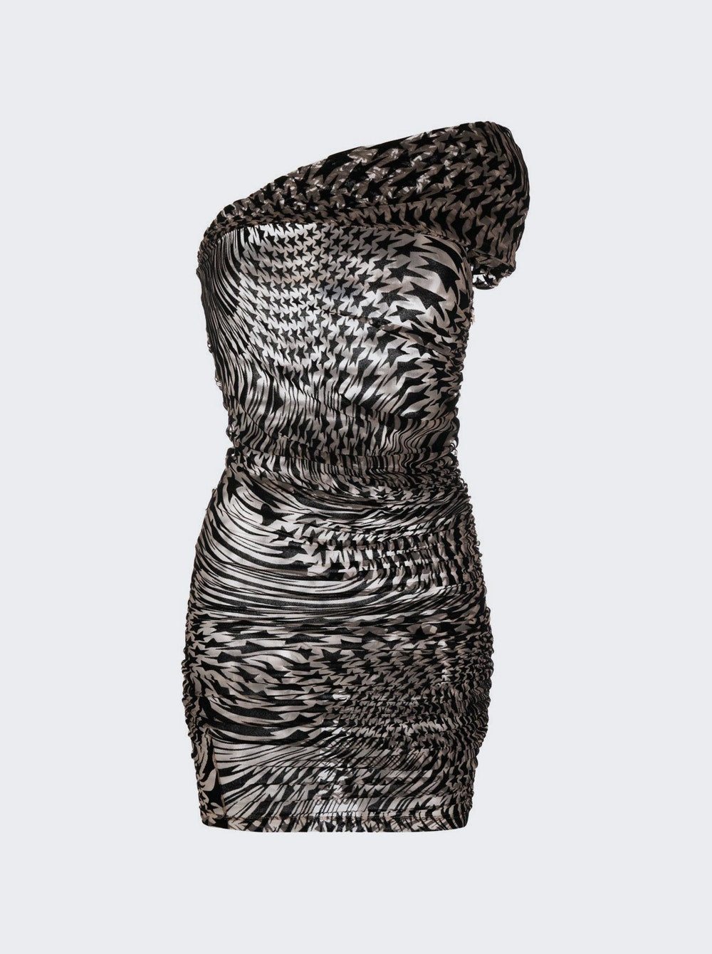 Women | Mugler | Printed Mesh Mini Dress | Nude