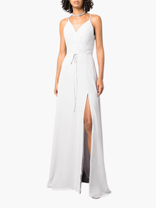 Sessa V-Neck Drape Gown | Dove Grey