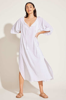 Costa Caftan | White Crinkle Organic Cotton