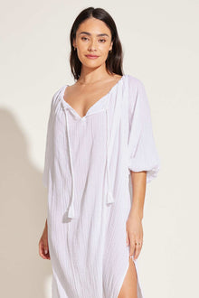Costa Caftan | White Crinkle Organic Cotton