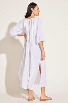 Costa Caftan | White Crinkle Organic Cotton