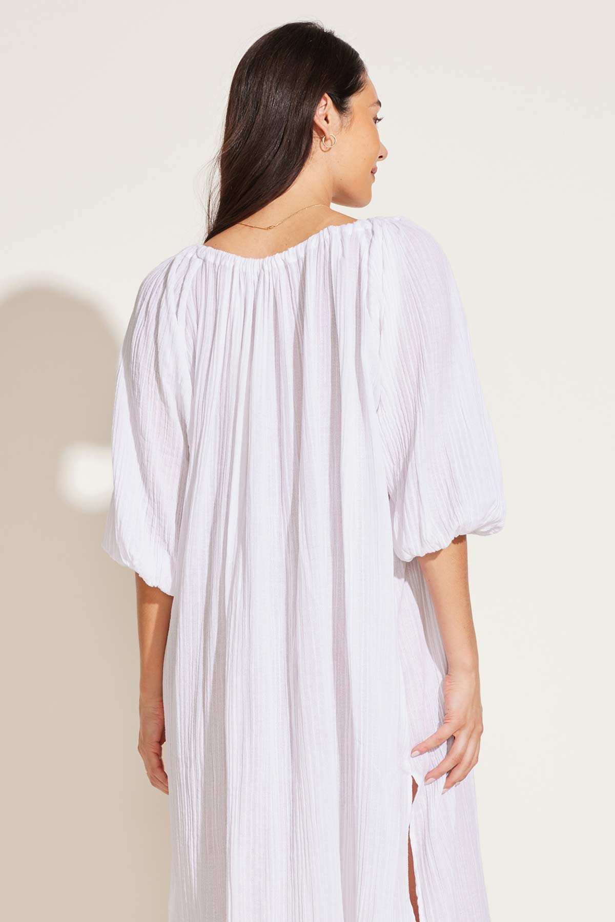 Costa Caftan | White Crinkle Organic Cotton
