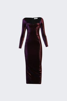 Rope Cup Long Sleeve Midi Dress | Purple