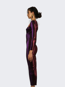 AREA | Rope Cup Long Sleeve Midi Dress | Purple