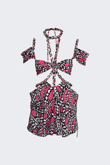Rope Printed Cutout Mini Dress | Fuchsia Multi