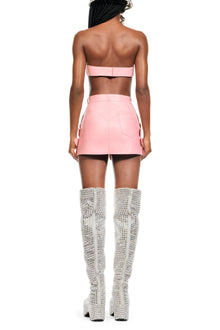 Mussel Flower Leather Mini Skirt | Light Pink