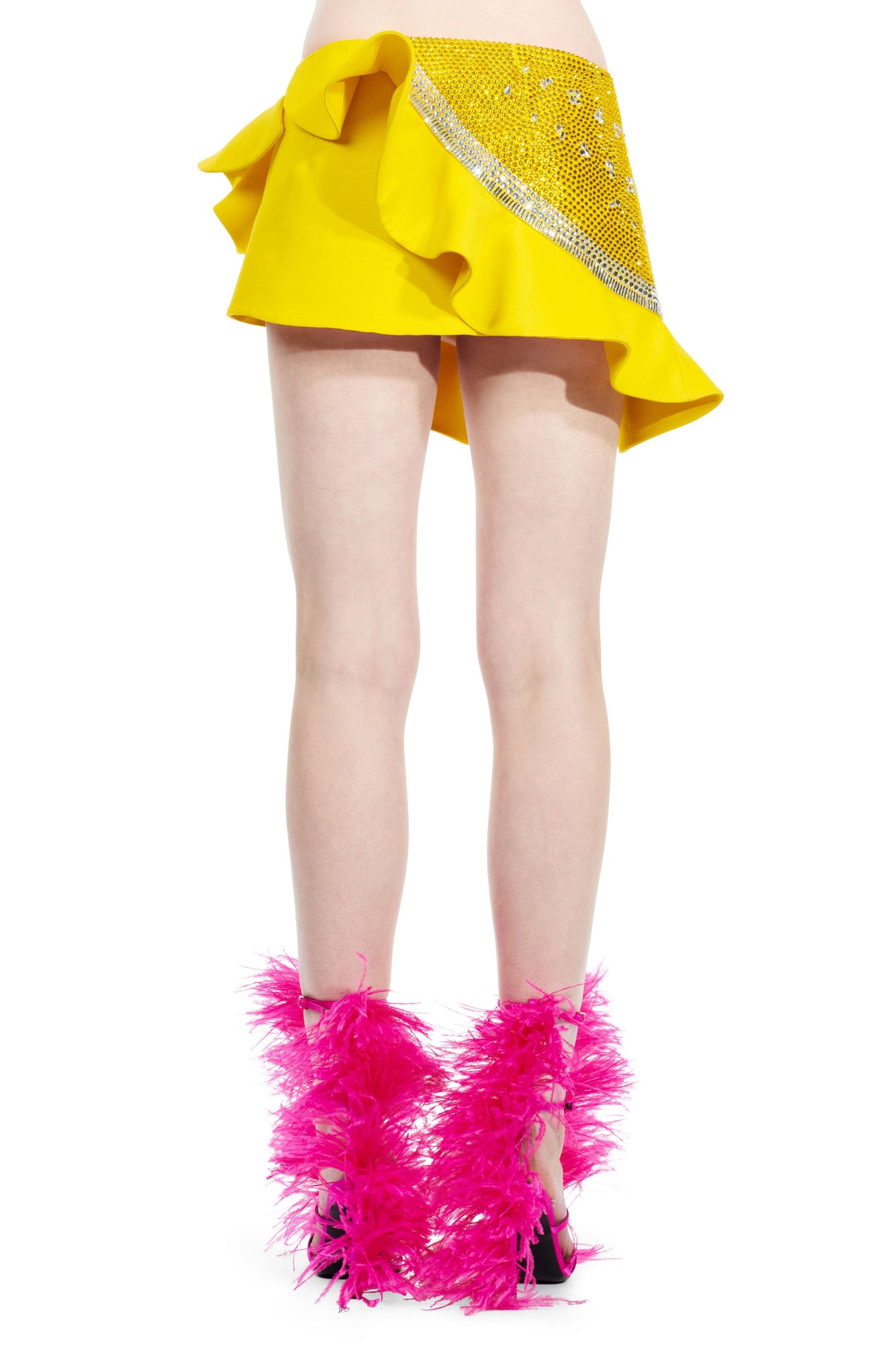 Crystal Watermelon Ruffled Mini Skirt | Yellow