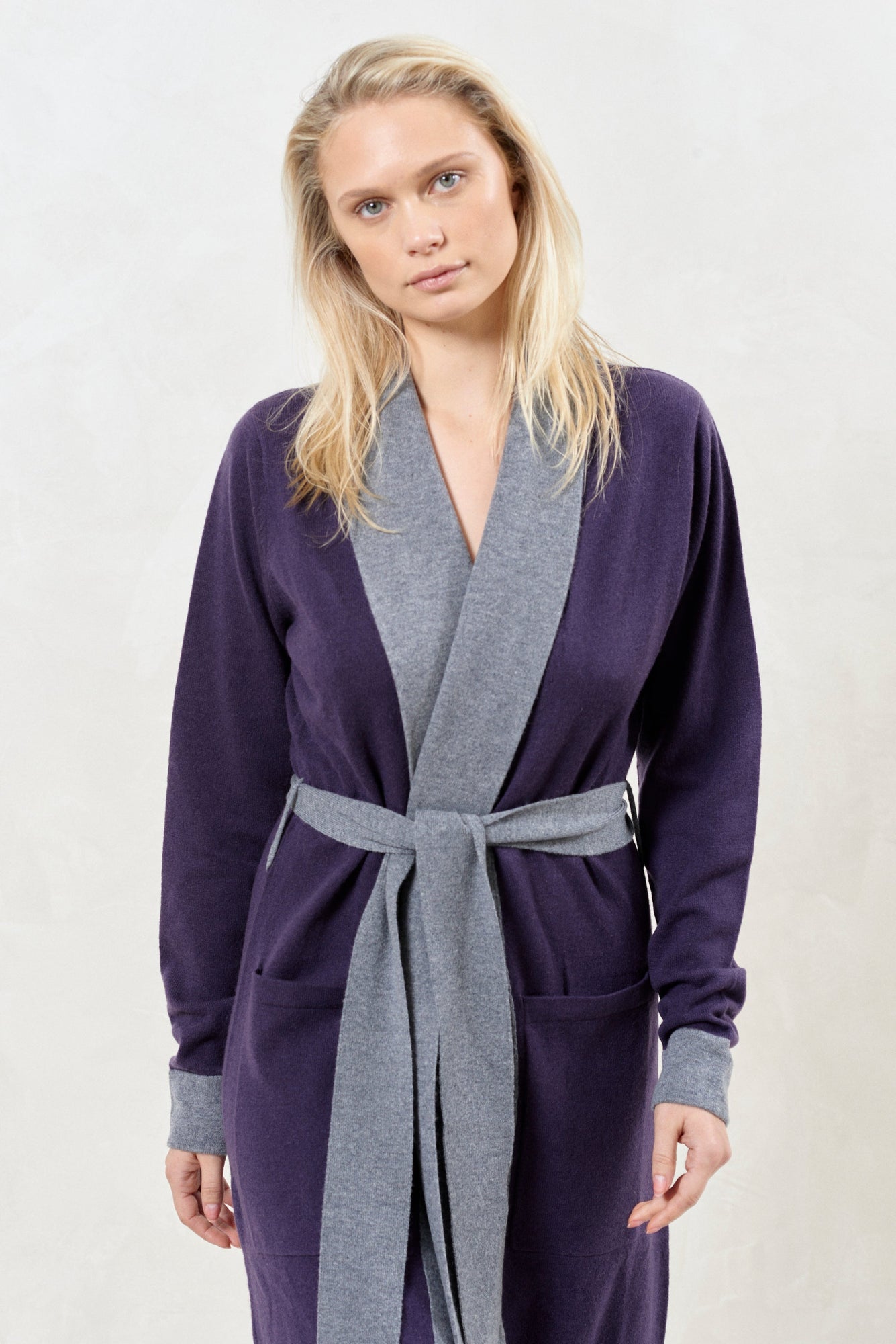 Cashmere Robe | Purple/Grey