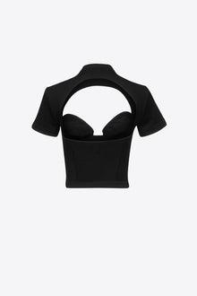 Raglan Bustier Cup T-Shirt | Black