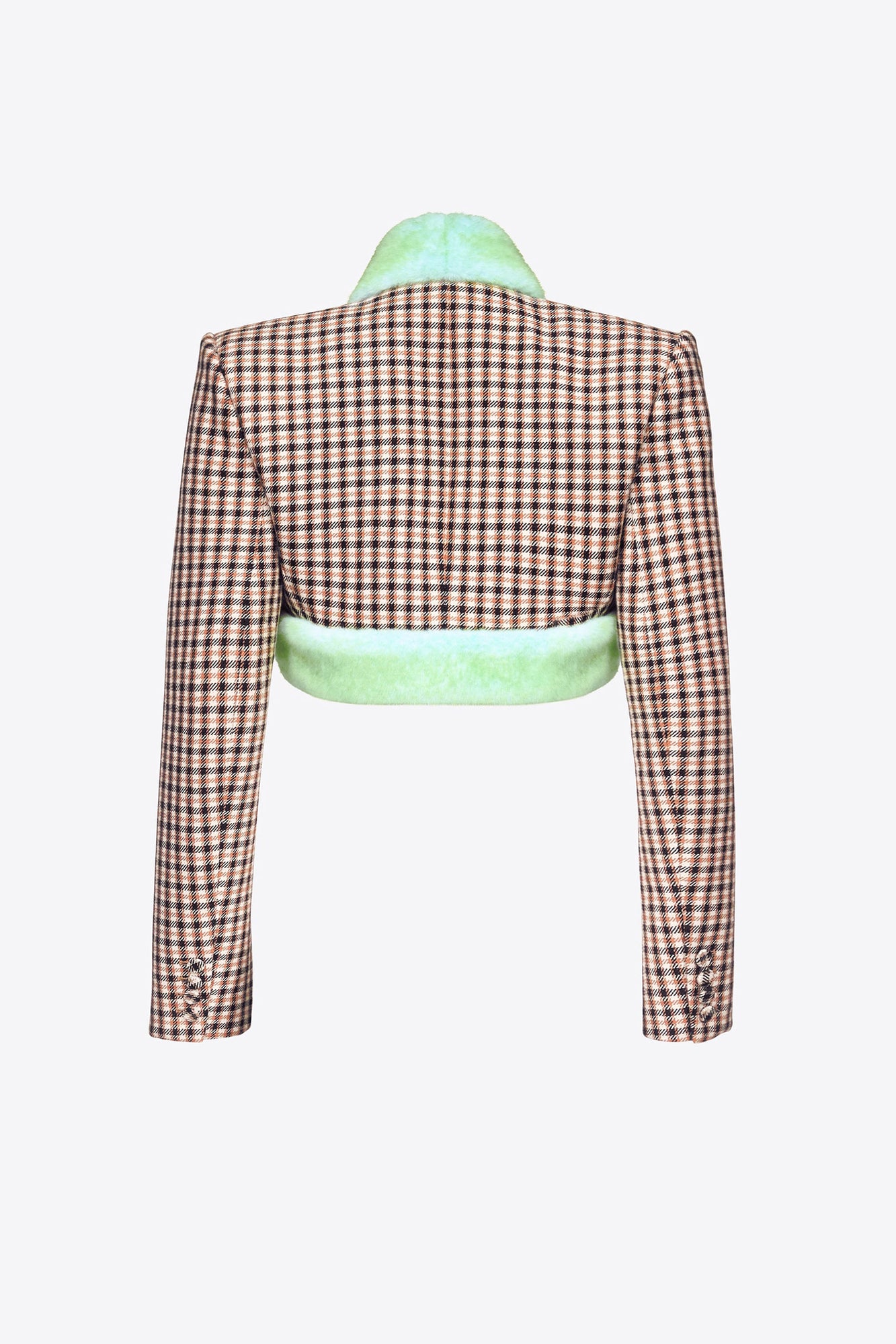 Faux Fur Trim Cropped Blazer | Caramel Multi