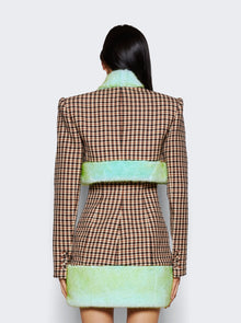 Women | AREA | Faux Fur Trim Cropped Blazer | Caramel