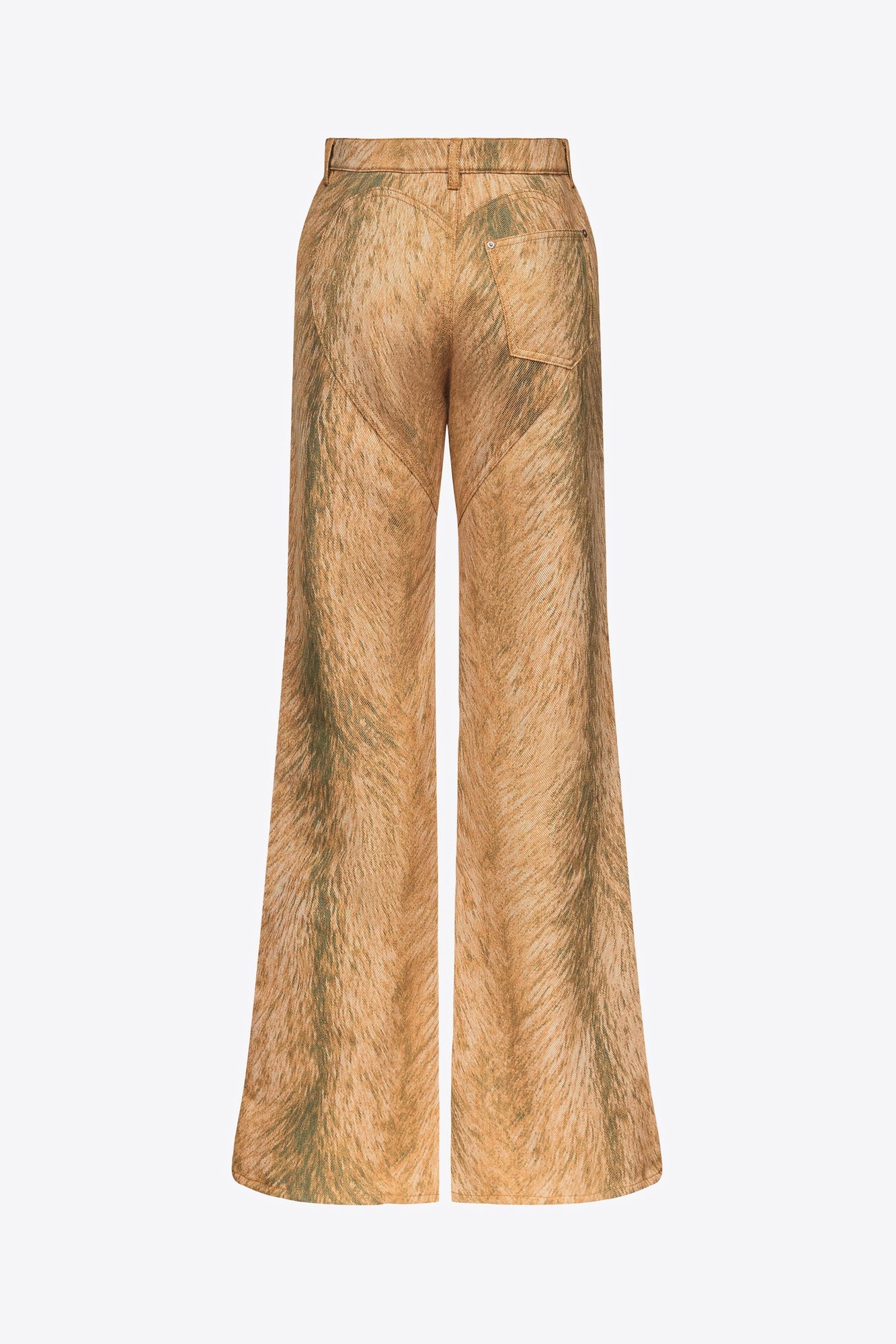 Crystal Button Fur Printed Jeans