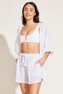 Costa Short | White Crinkle Organic Cotton