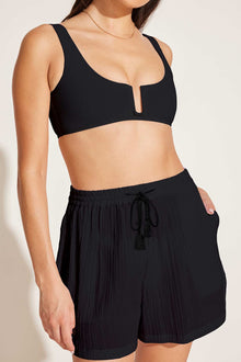 Costa Short | Black Crinkle Organic Cotton